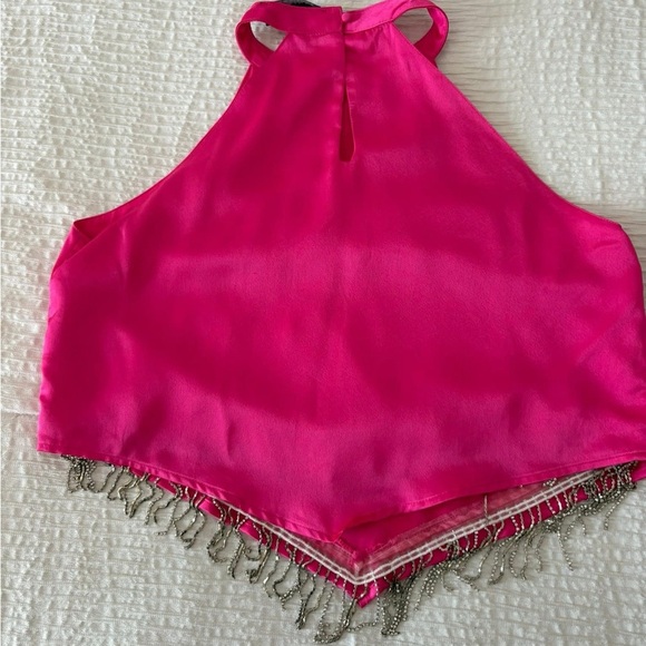 Pink Halter Top with Fringe - Picture 4 of 4